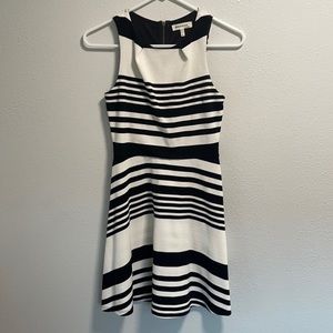 MONTEAU size small black and white striped sleeveless, a- line dress